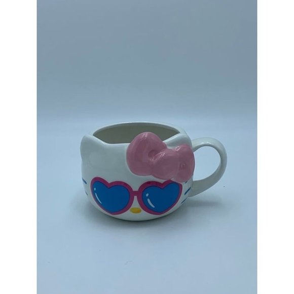 Sanrio Hello Kitty Pink Bow Heart Sunglasses Ceramic Mugs Set of 2 Mugs - Picture 3 of 9